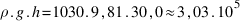 rho . g . h = 1030 . 9,81 . 30,0 approx 3,03 . 10^5
