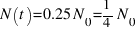 N(t) = 0.25 N_0 = {1}/{4} N_0