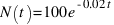 N(t) = 100 e^{-0.02t}