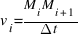 v_{i} = {M_{i}M_{i+1}} / {Delta{t}}
