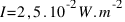 I = 2,5 . 10^-2 W . m^-2
