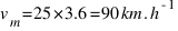 v_{m} = 25 * 3.6 = 90 km.h^{-1}