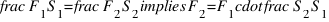 frac{F_1}{S_1} = frac{F_2}{S_2} implies F_2 = F_1 cdot frac{S_2}{S_1}