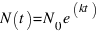 N (t) = N _0 e ^(kt)