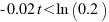 -0.02t < \ln(0.2)