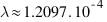 \lambda \approx 1.2097 . 10^{-4}