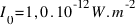 I_0 = 1,0 . 10^-12 W . m^-2